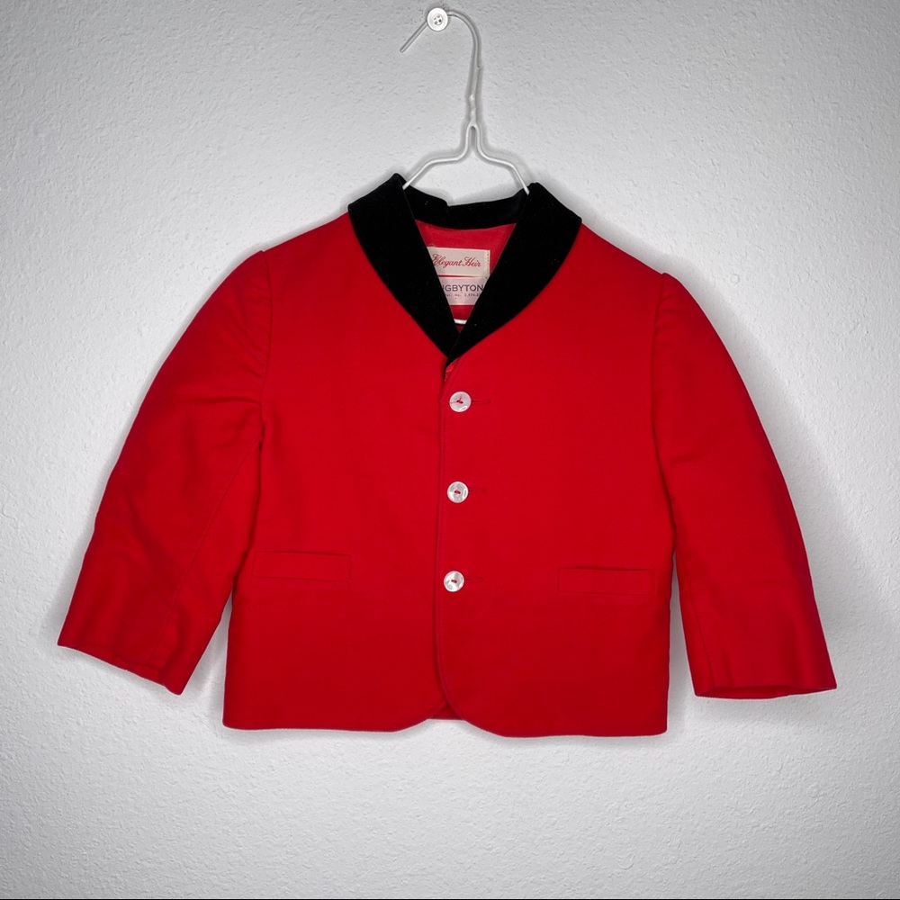 Classic Red Kids Blazer with Black Collar